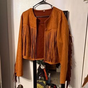 Fringed Tan Women's Jacket cropped